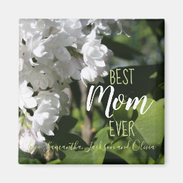 Imán Día de la Madre Lilacs Blanco mejor mamá de todos