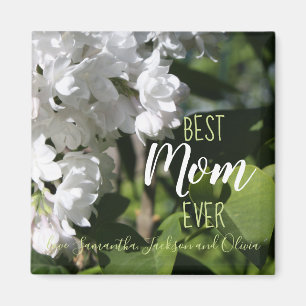 Imán Día de la Madre Lilacs Blanco mejor mamá de todos