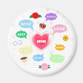 Imán Día de la Madre Mejor Mamá Palabra Nubes Reina Cor