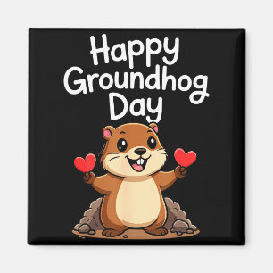Imán Día de la marmota de Punxy Phils Diseño de corazón