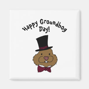 Imán Día de la Marmota   Top Hat Bow Tie Magnet