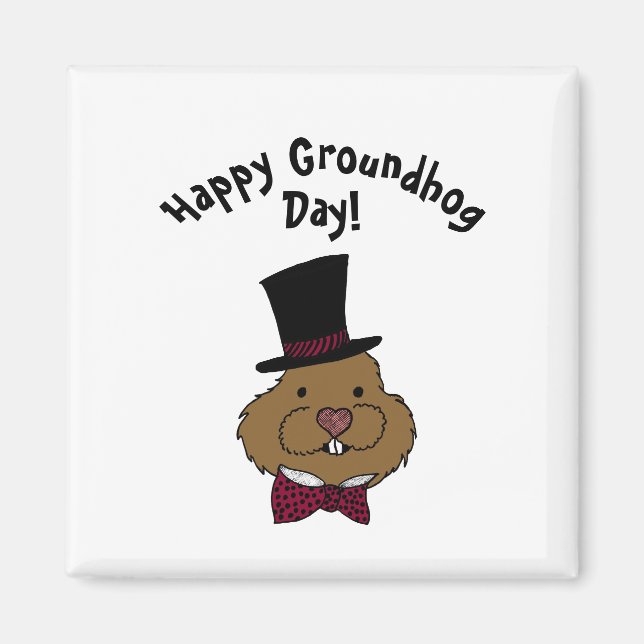 Imán Día de la Marmota | Top Hat Bow Tie Magnet (Frente)