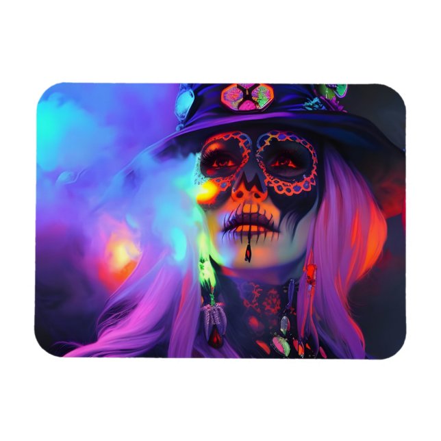Imán Día de la Muerta Reina Voodoo de Nueva Orleans (Horizontal)