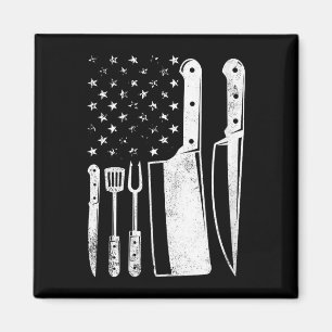 Imán Día de la mujer barbacoa bandera de EE. UU. patrió