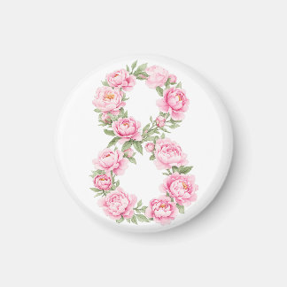 Imán Día de la Mujer Flor de Peonía para el 8 de marzo