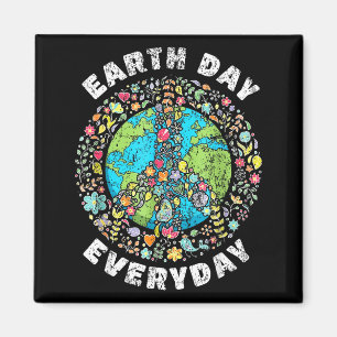Imán Día de la Tierra todos los días signo de paz flora