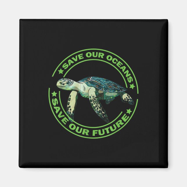 Imán Día de la Tierra Tortuga Derechos de los Animales  (Frente)