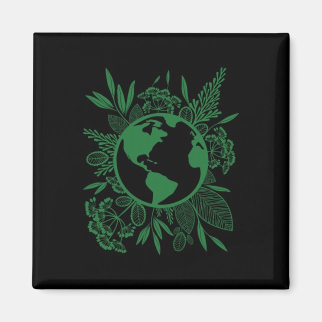 Imán Día de la Tierra Vivo Paz Verde (Frente)