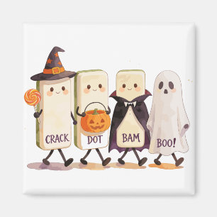 Imán Día de las Brujas Mahjong Fantasmas sosteniendo fi