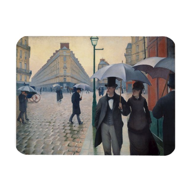 Imán Día de lluvias en la calle de París por Gustave Ca (Horizontal)