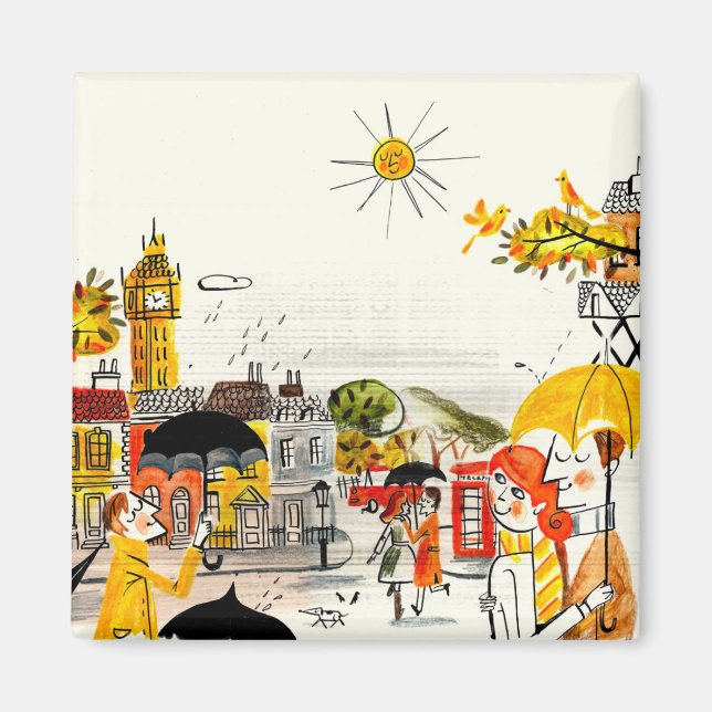 Imán Día de lluvias en Londres (Frente)