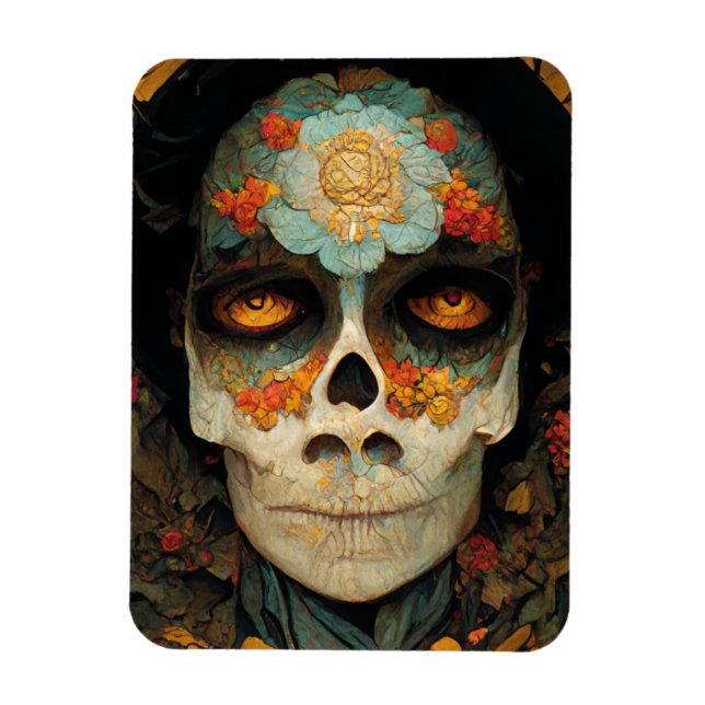 Imán Día De Los Muertos 1 Cráneo De Fantasía (Vertical)