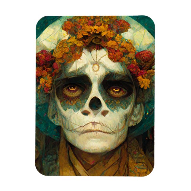 Imán Día De Los Muertos 2 Cráneo De Fantasía (Vertical)