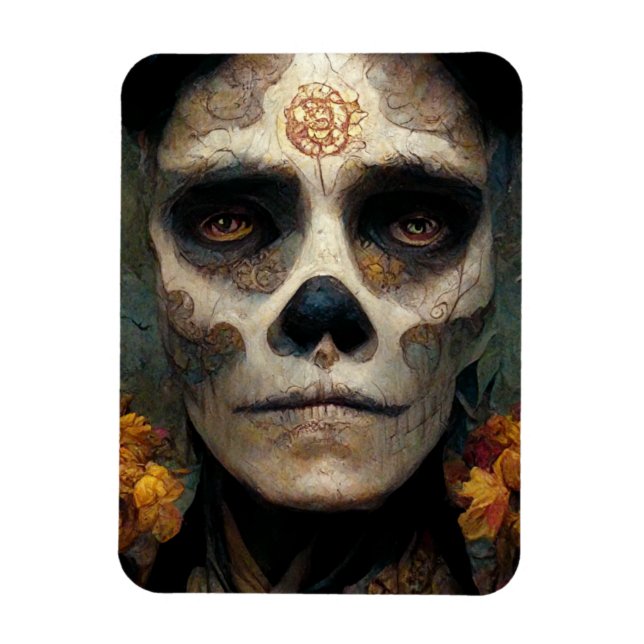 Imán Día De Los Muertos 3 Cráneo De Fantasía (Vertical)