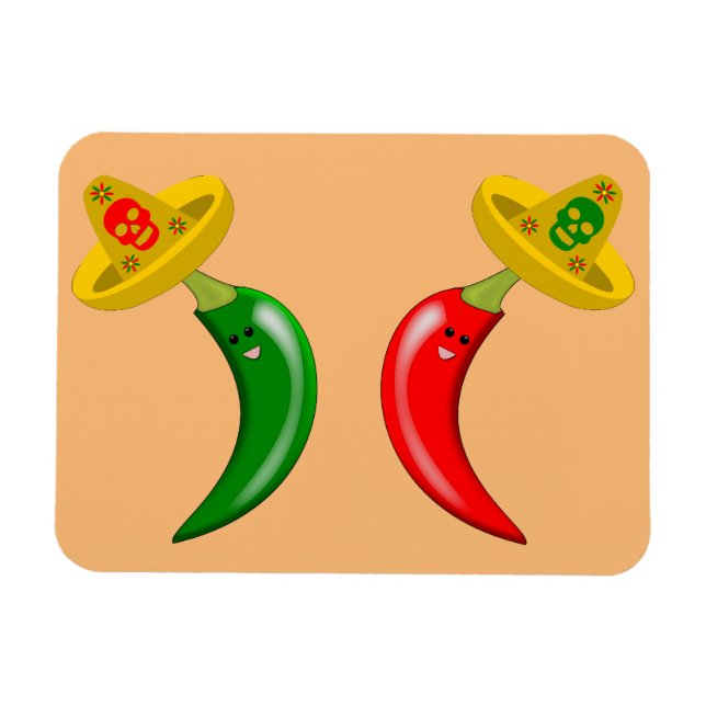 Imán Día de los Muertos Chilis Mexicanos (Horizontal)