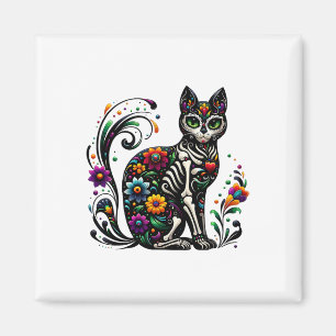 Imán Dia De Los Muertos Cinco De Mayo Cat Sugar Skull M