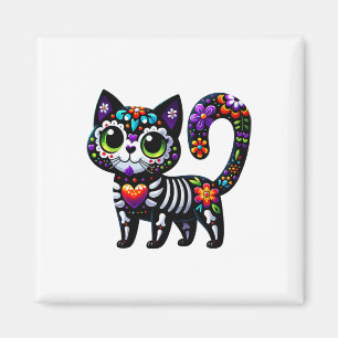 Imán Dia De Los Muertos Cinco De Mayo Cat Sugar Skull M