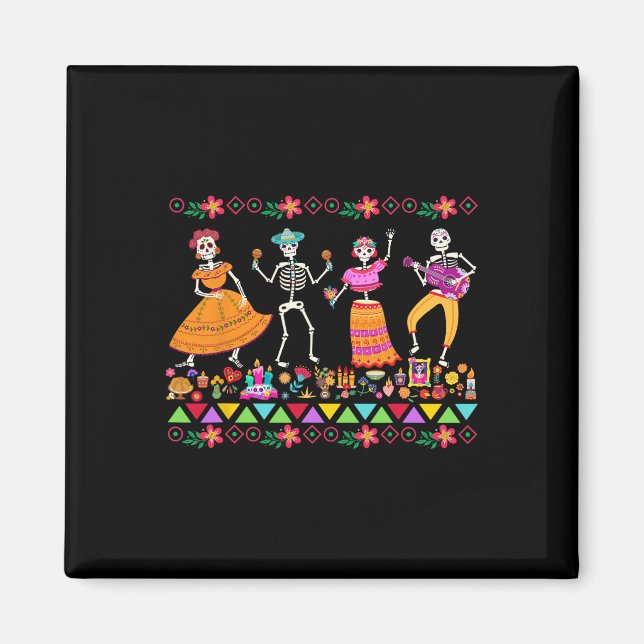 Imán Día de los Muertos Esqueleto Mexicano (Frente)