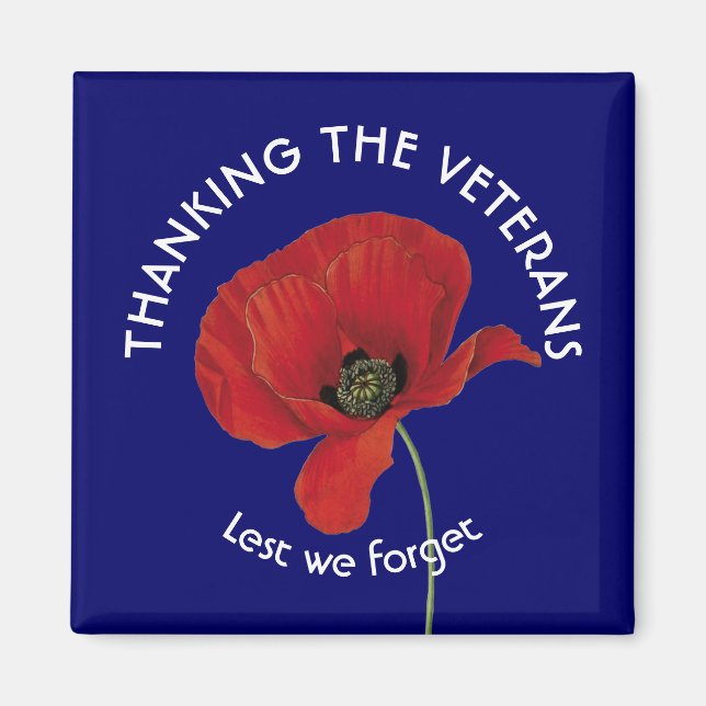 Imán Día de los Veteranos GRACIAS Día de Recuerdo (Frente)