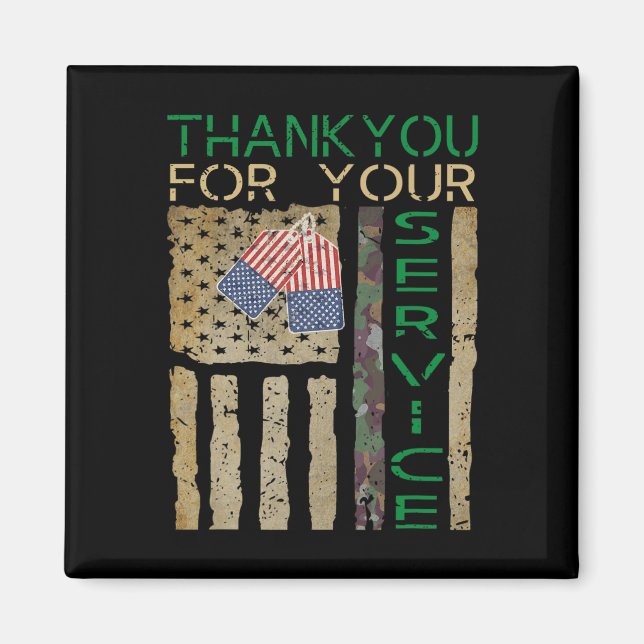 Imán Día de los Veteranos Gracias por su Servicio Solda (Frente)