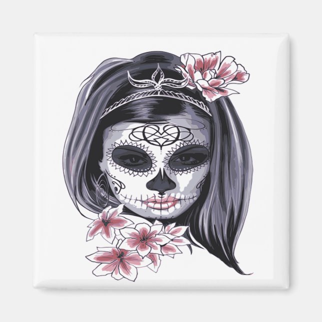Imán Día de Muertos Día de la Calavera del Azúcar (Frente)