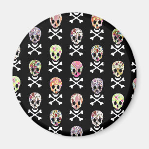 Imán Día de Muertos Mexicano Calavera Cruz de Huesos