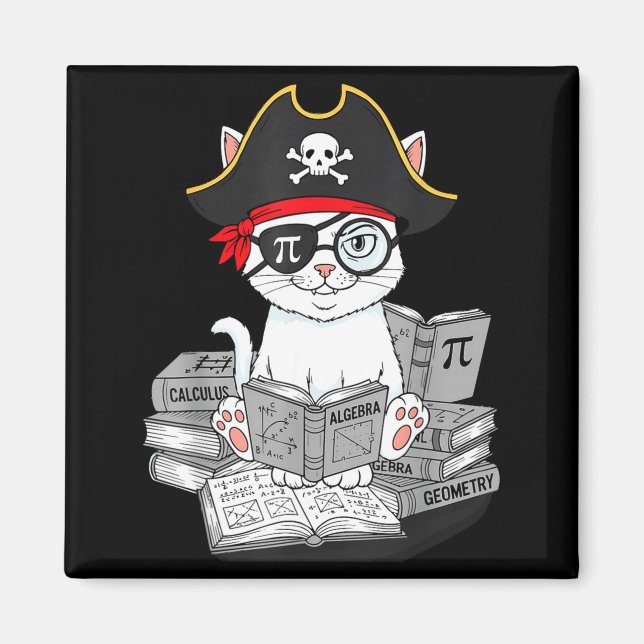 Imán Día de Pi Gata friki de matemáticas Pirata de mate (Frente)
