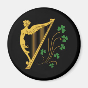 Imán Día de San Patricio Arpa dorada y Tréboles