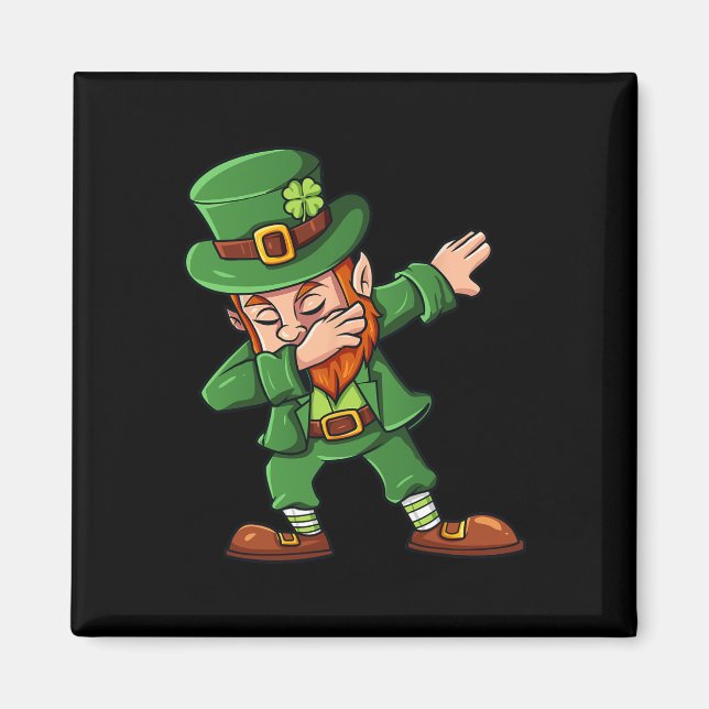 Imán Día de San Patricio Dabbing Leprechaun Chica de ni (Frente)