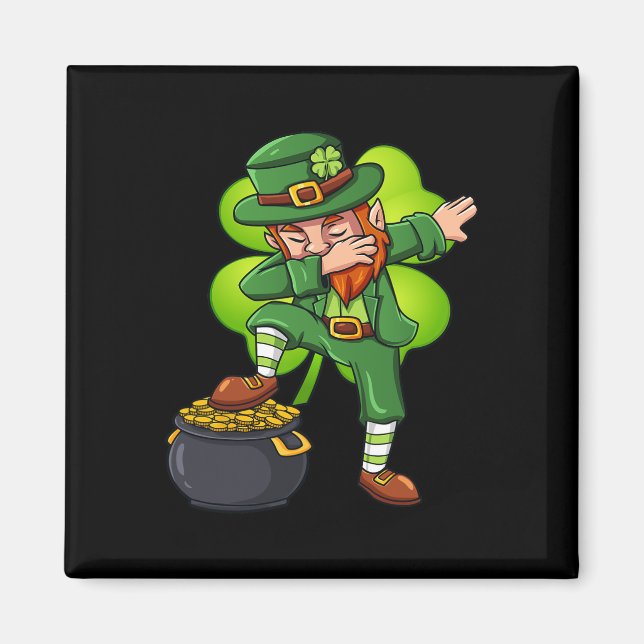 Imán Día de San Patricio Dabbing Leprechaun Chica de ni (Frente)