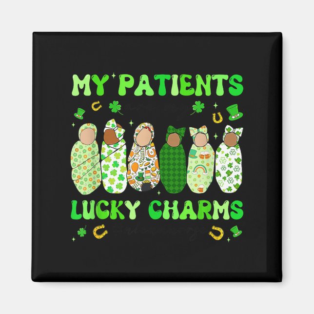 Imán Día de San Patricio Enfermera Mis Pacientes Son Mi (Frente)