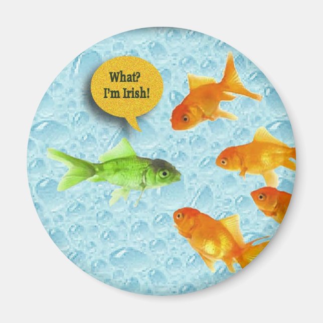 Imán Día de San Patricio, humor de peces de colores (Frente)