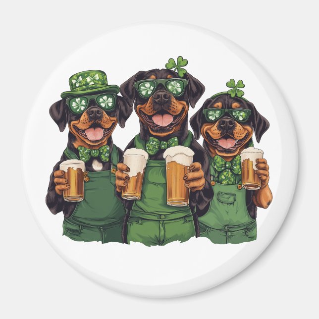Imán Día de San Patricio Perros Rottweiler (Frente)