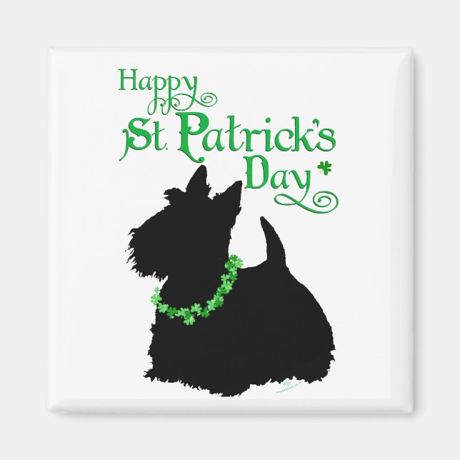 Imán Día de San Patricio Scottish Terrier (Frente)