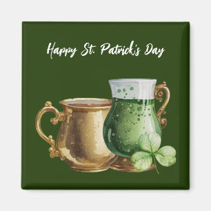 Imán Día de San Patricio Shamrock Clover y Pot Magnet