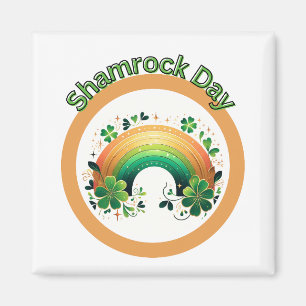 Imán Día de San Patricio Shamrock Lucky Rainbow