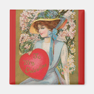 Imán Día de San Valentín Antiguo, Dama Victoriana con C