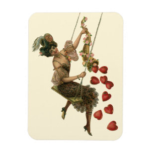 Imán Día de San Valentín antiguo, dama victoriana en un
