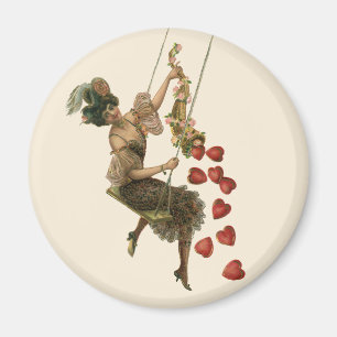 Imán Día de San Valentín antiguo, dama victoriana en un