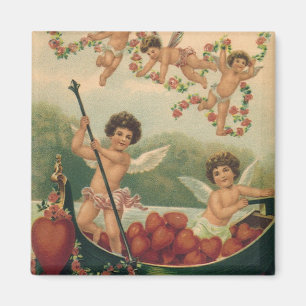Imán Día de San Valentín antiguo, querubines victoriano