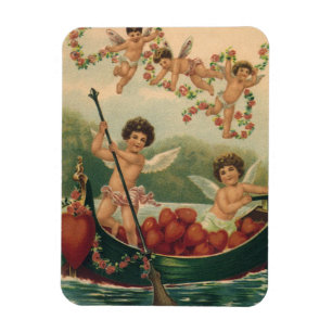 Imán Día de San Valentín antiguo, querubines victoriano