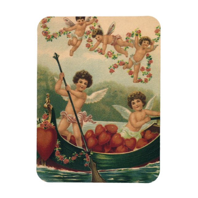 Imán Día de San Valentín antiguo, querubines victoriano (Vertical)