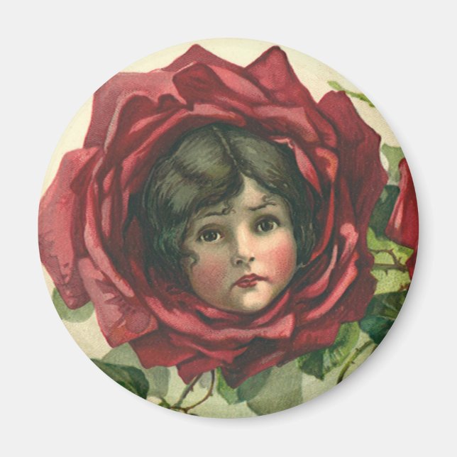 Imán Día de San Valentín antiguo, rostros victorianos e (Frente)