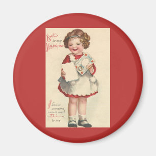 Imán Día de San Valentín Antiguo y Bonito, Niña con Car