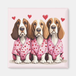 Imán Día de San Valentín Basset Hound Dogs