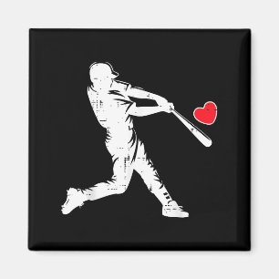 Imán Día de San Valentín Bateador de Béisbol Silueta Co