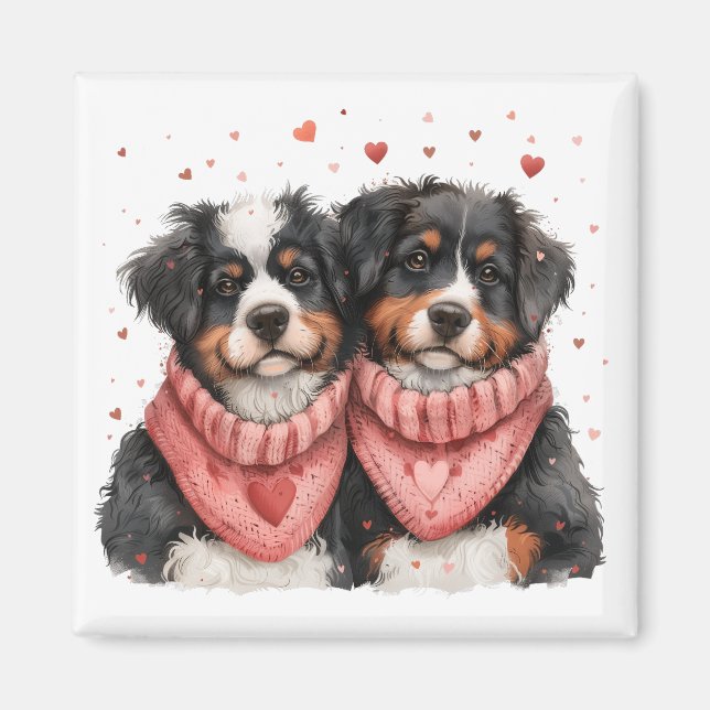 Imán Día de San Valentín Bernese Mountain Dogs (Frente)