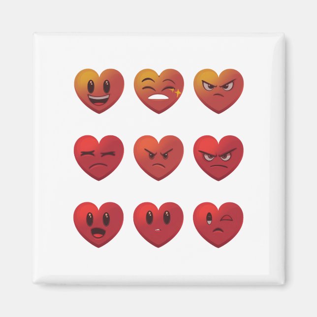 Imán Día de San Valentín Caras Tontas Corazones Diverti (Frente)