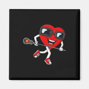 Imán Día de San Valentín Cardiopatía Lacrosse Stick Boy