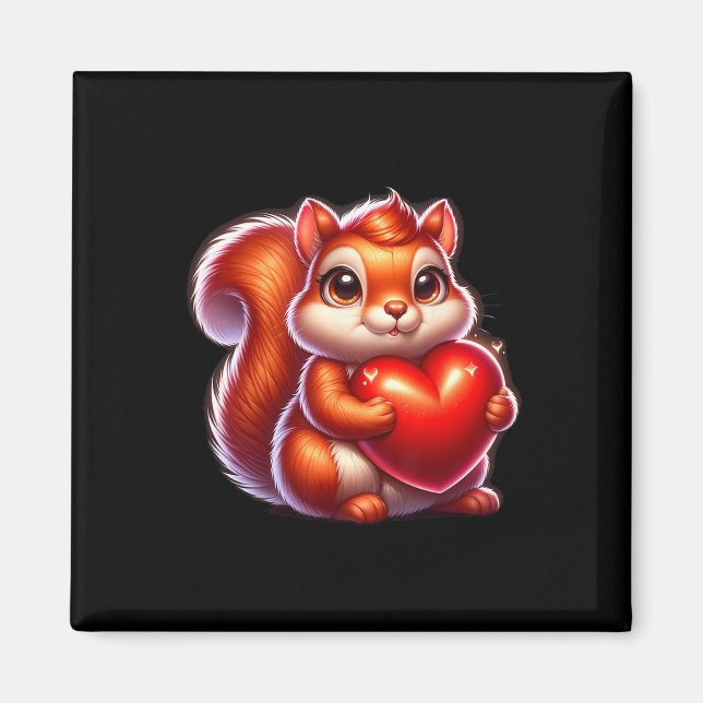 Imán Día de San Valentín Corazón Abrazo Ardilla Diverti (Frente)